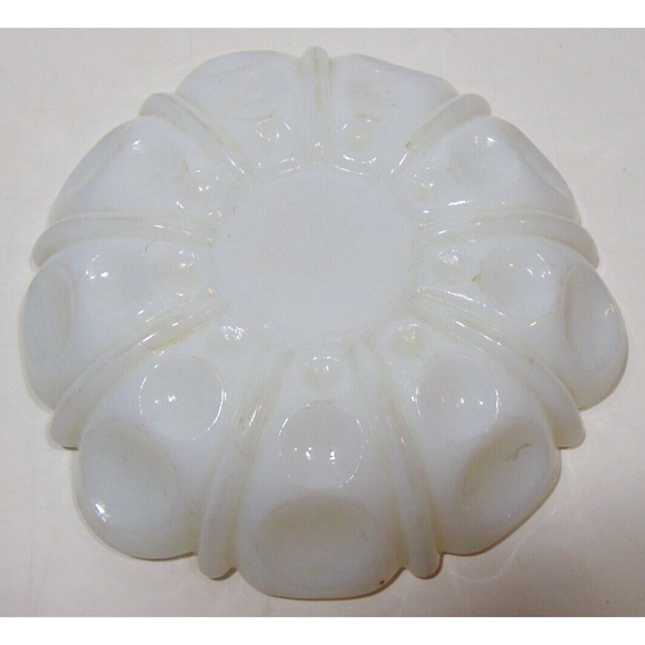 Ashtray Milk Glass 5.5" Anchor Hocking Thumbprint 2 Ashtrays Mid Century Dishes - Picture 5 of 8